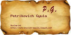 Petrikovich Gyula névjegykártya
